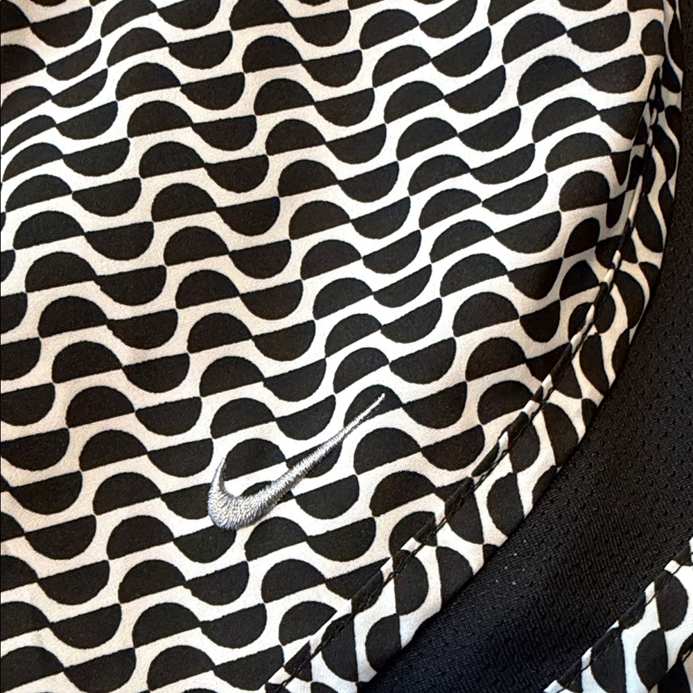 Nike Black and White Wave Pattern Women's Athletic Shorts - Picture 2 of 3